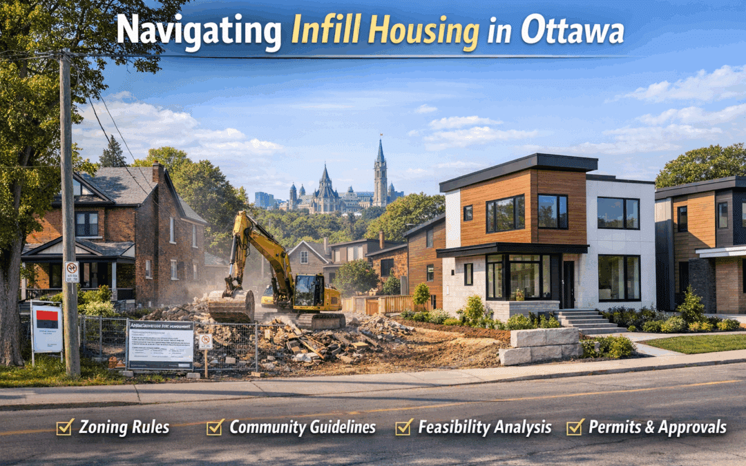 Ottawa infill housing showing demolition and modern new homes.